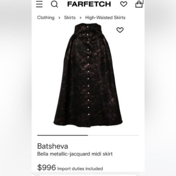 🌹HP🌹Batsheva Bella  BNWOT metallic jacquard midi skirt 6 - Picture 5 of 15